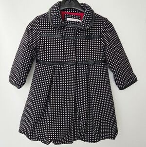 deux par deux Girls Black & White Checkered Coat – Size 3